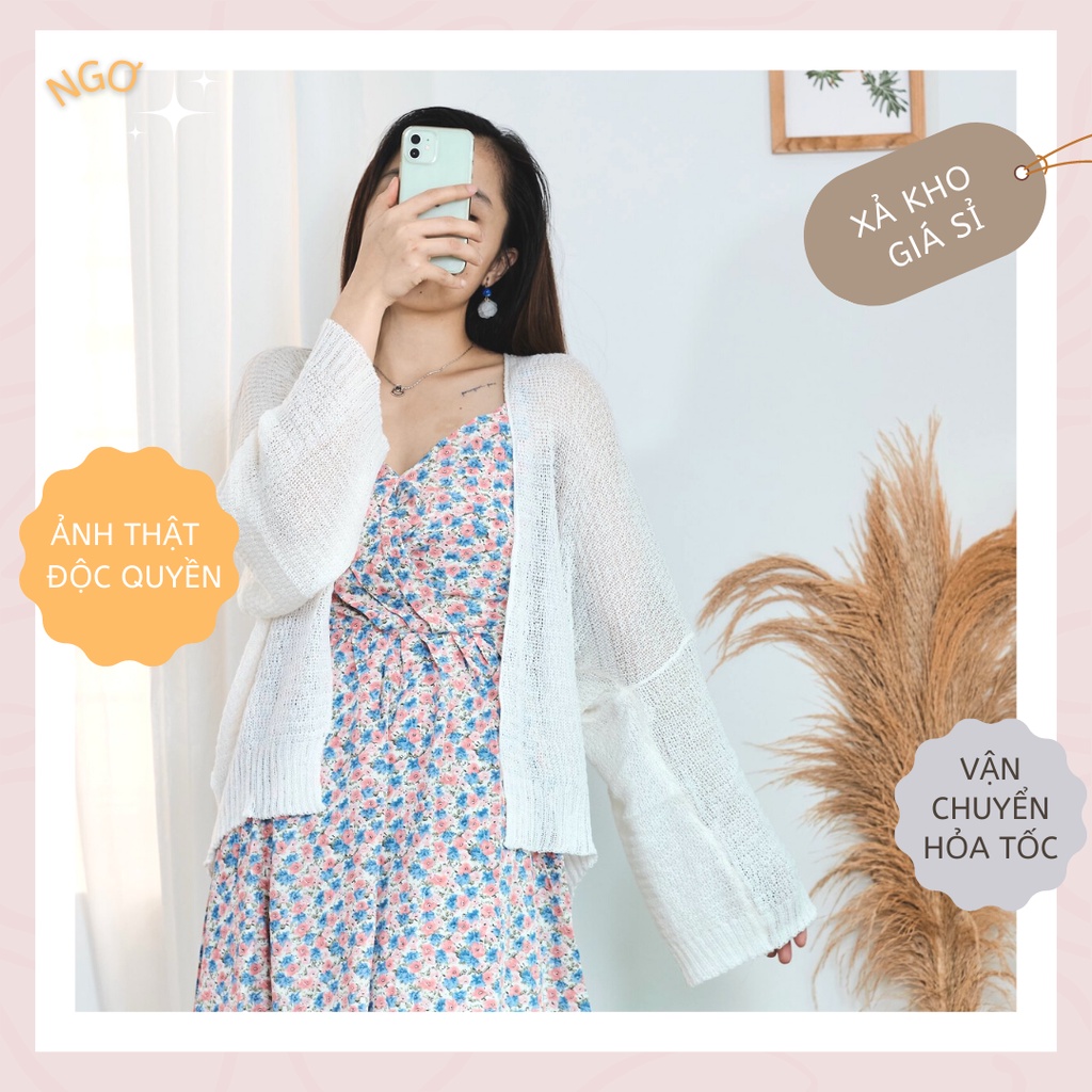 Áo khoác cardigan mỏng đi biển Jeanni màu trắng