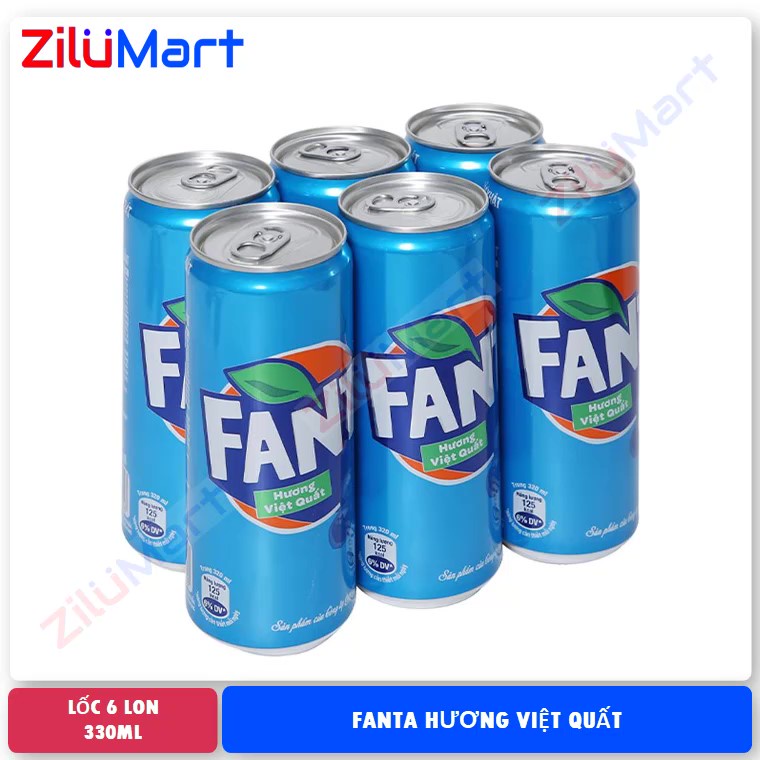 [HỎA TỐC HCM] Lốc 6 lon Fanta hương việt quất loại 330ml