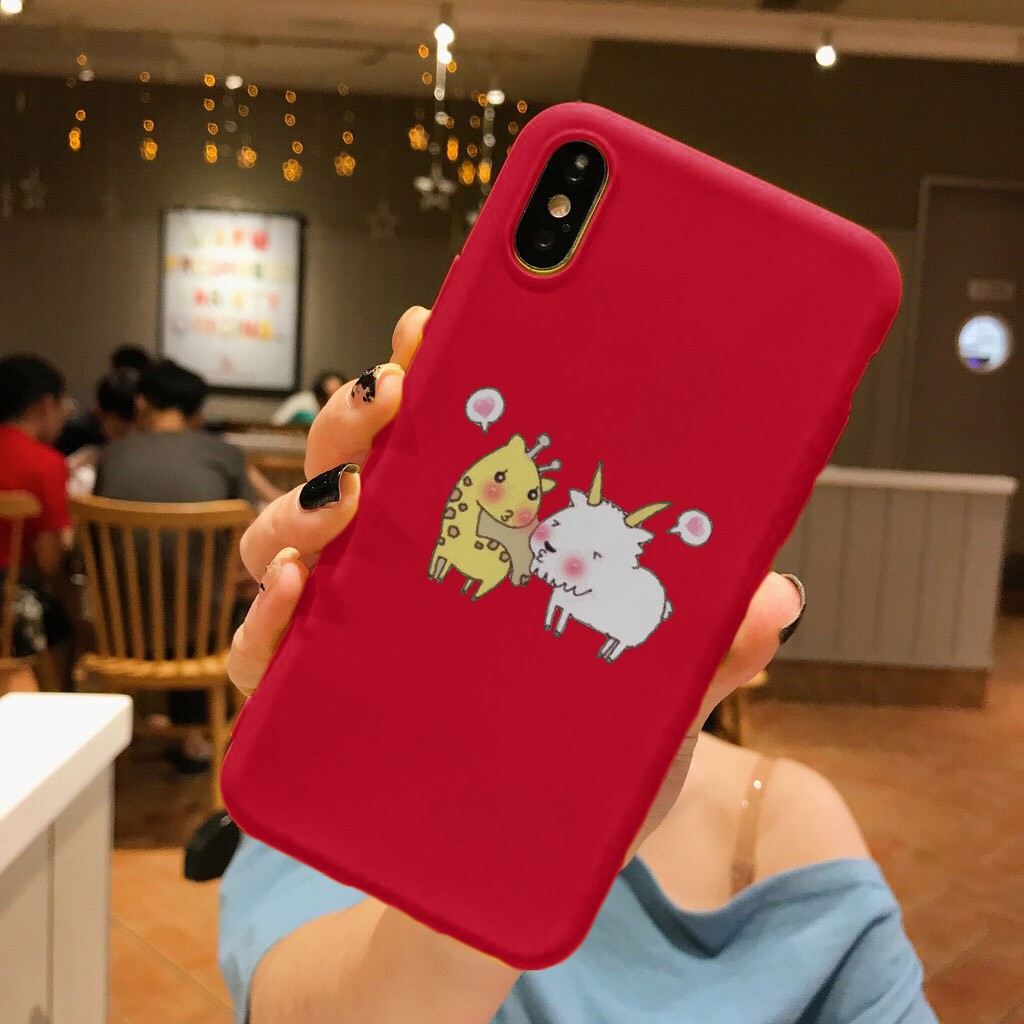 Ốp điện thoại hình Couple dê và hươu cao cổ thời trang đẹp mắt cho iPhone