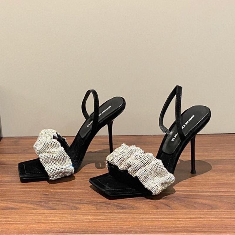 Giày Sandal Cao Gót Nữ Quai Ngang Nhún Bèo Đính Đá Cao Cấp Đế Nhọn 7-9 Phân cg-0604-giaydepxinh119