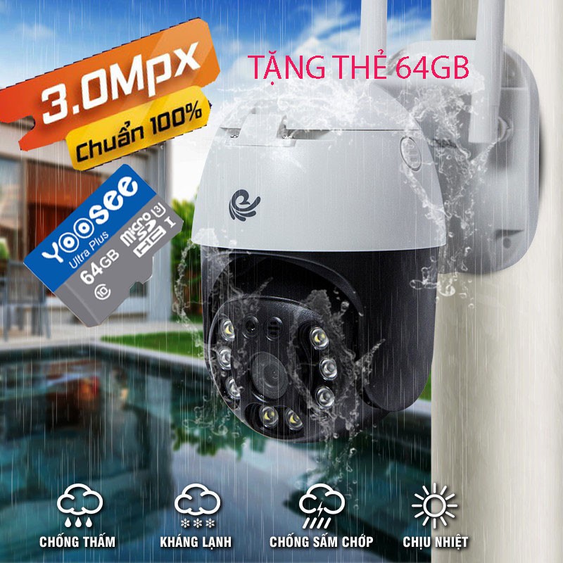 [kèm thẻ 32gb 64gb]Camera Wifi Ngoài Trời CareCam CC8031 20hs200- 3.0Mpx (2304x1296P), Xoay 360 Độ, Đàm Thoại 2 Chiề