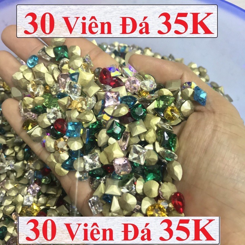 [ SALE ] Đá khối gắn móng 30 viên Mix các màu