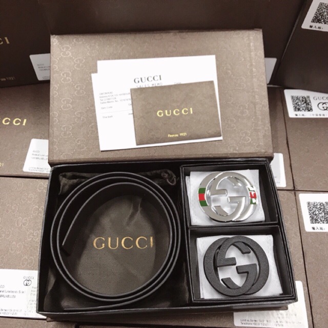 Set dây lưng Gucci 2 mặt mẫu mới full hộp+ túi giấy