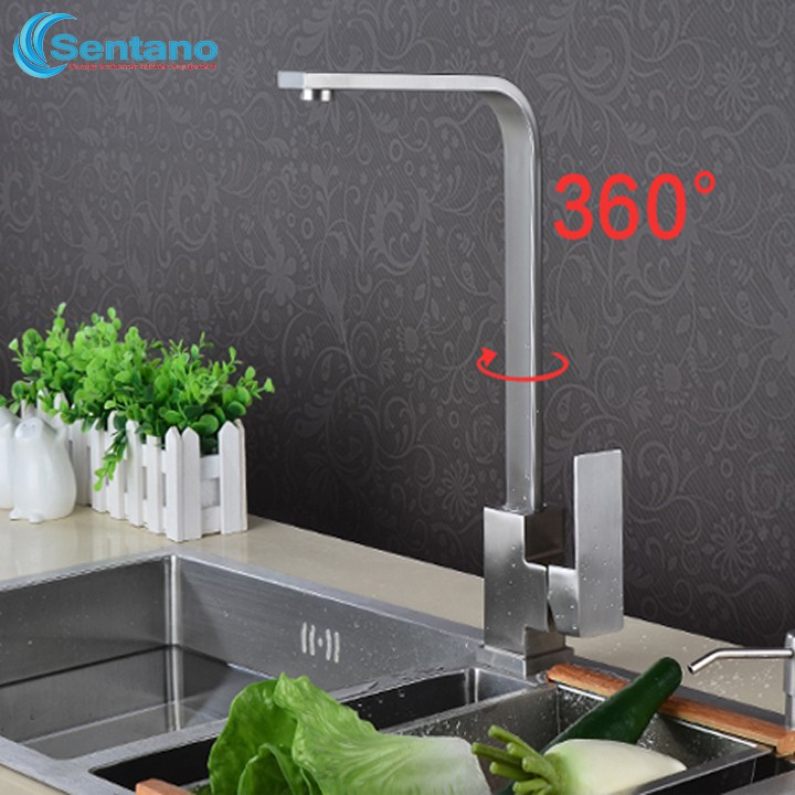 Chậu rửa chén đúc liền khối inox 304 SENTANO 2 ngăn 100X48cm - Bồn rửa chén inox 2 ngăn