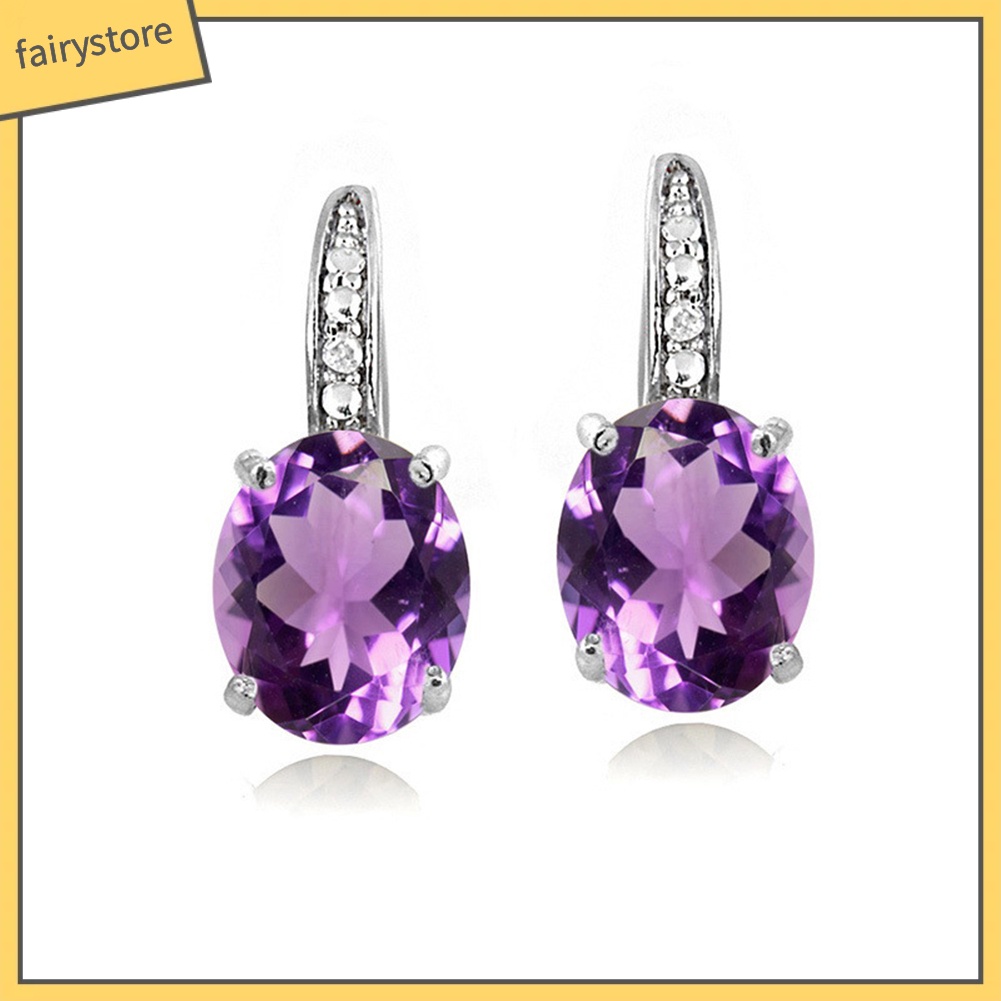 Khuyên Tai Đính Đá Hình Oval Thời Trang Thanh Lịch Dành Cho Nữ