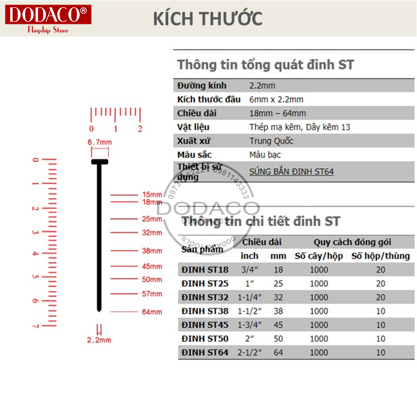 [Ảnh thật] Đinh bắn bê tông ST18 QM hộp 1000 đinh 18mm dùng cho cây đong đinh và máy đóng đinh đóng gỗ đóng đinh tường