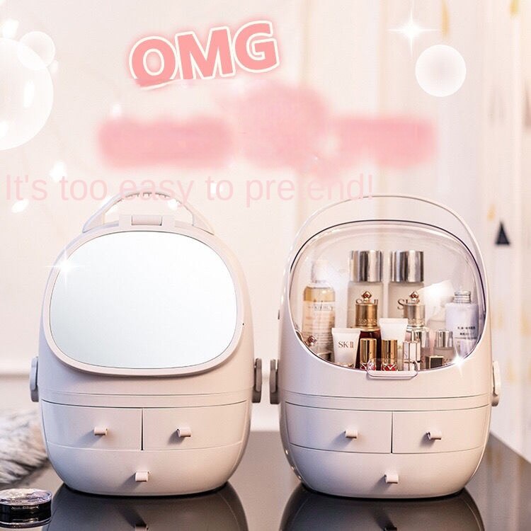 Hộp lưu trữ mỹ phẩm thời trang Dung tích lớn có gương chống bụi Hộp đựng mỹ phẩm gia dụng chăm sóc da Giá lưu trữ sản phẩm