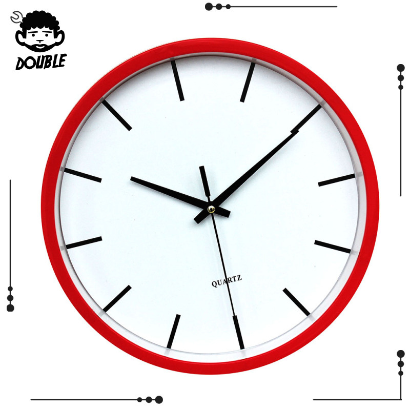 [DOUBLE]Modern Round Clock Wall Clock Time 12H Display Clock Quartz Clock Easy Read