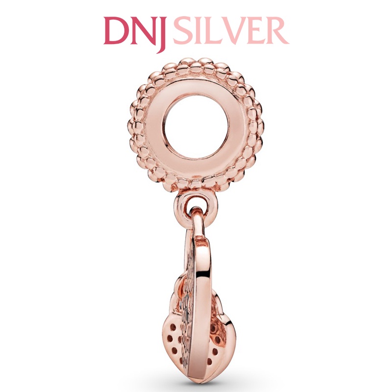 Charm bạc 925 cao cấp, hàng chuẩn bạc - Charm RoseGold Pavé Heart Padlocks thích hợp để mix vòng tay charm - DN024