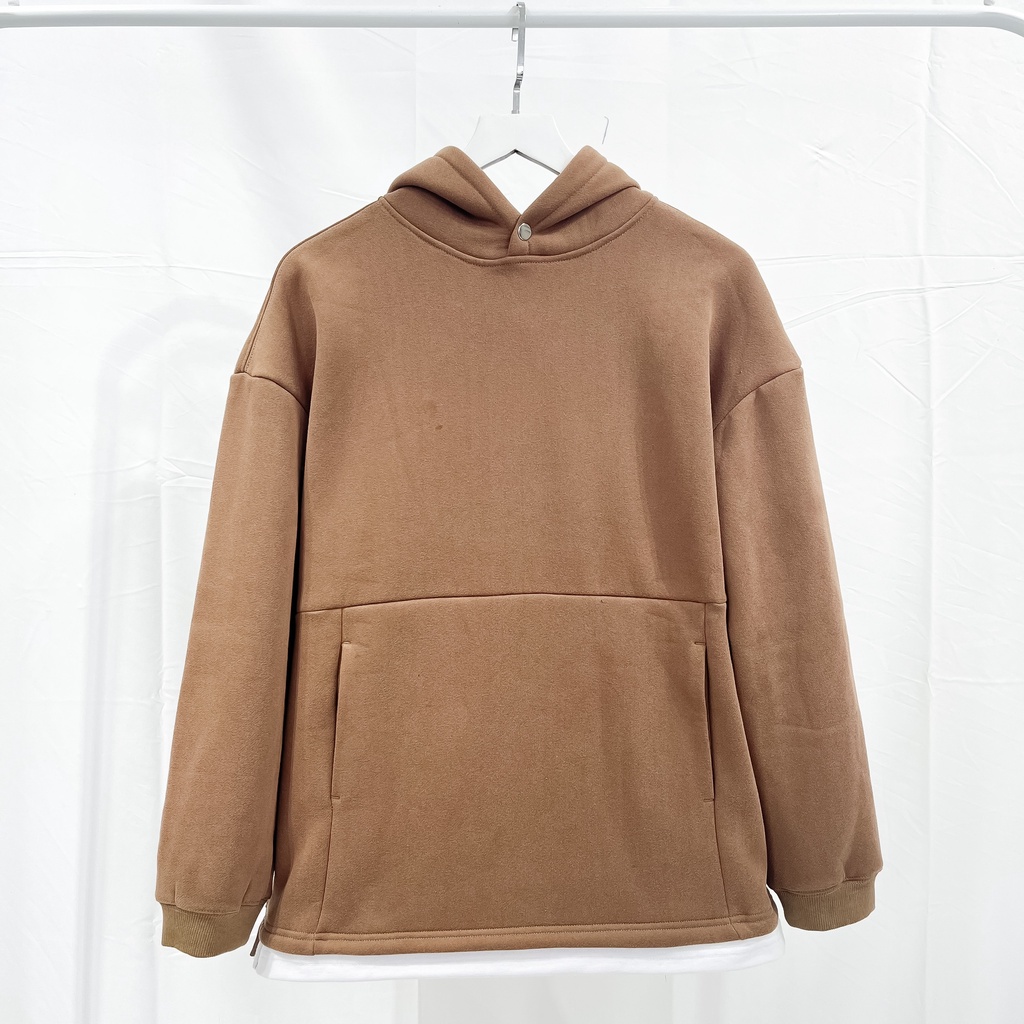 Áo Hoodie basic nỉ bông trơn unisex, áo khoác nỉ trơn nam nữ form rộng