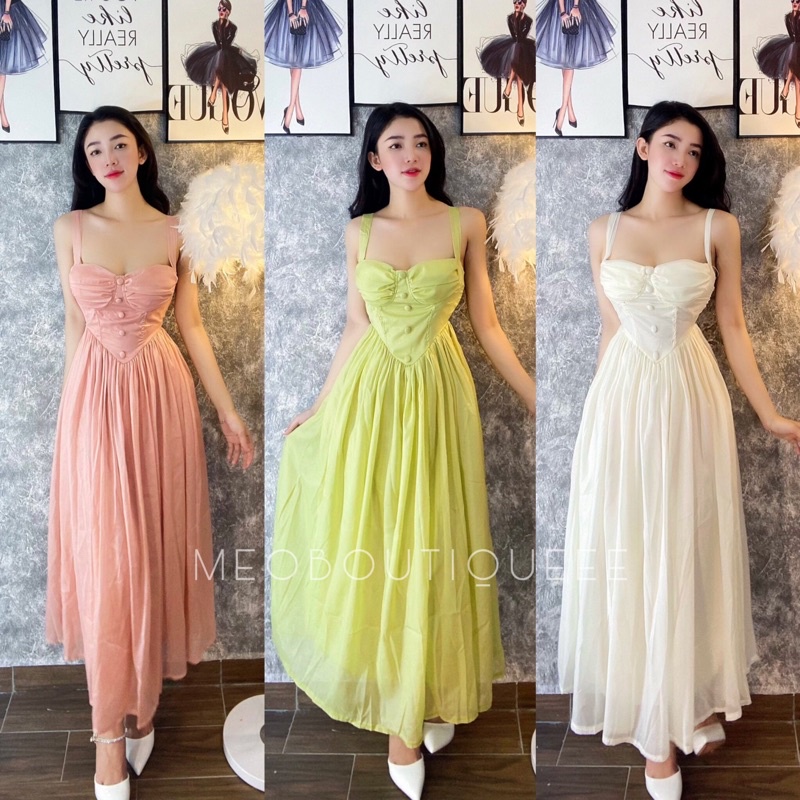 Váy Maxi cúc bọc