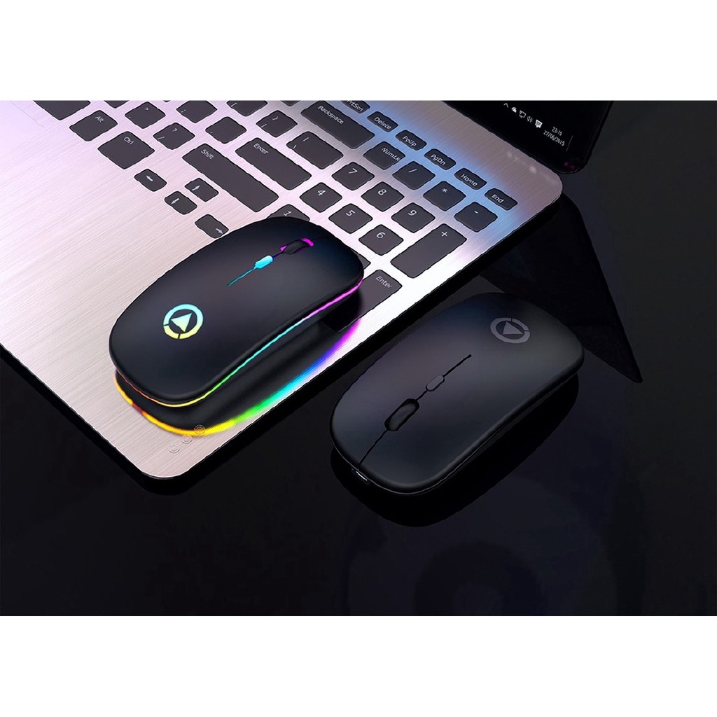 2.4G Silent Wireless Mouse 1600DPI RGB LED Backlit Rechargeable Gaming Mouse Ultra Slim Ergonomic