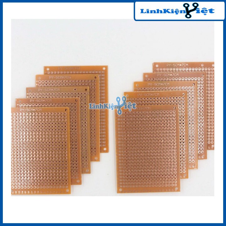 Phíp Đồng Lỗ - Bảng Mạch Đục Lỗ Sẵn PCB Nâu Kích Thước 5x7cm