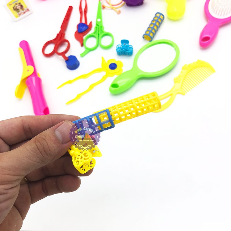 Hộp đồ chơi bộ sưu tập làm tóc 17 món phụ kiện bằng nhựa