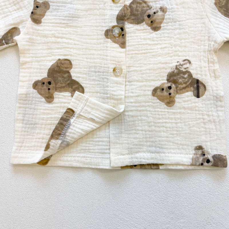 Set Đồ 2 Món Gồm Áo Cotton In Hình Gấu Và Quần Ngắn Dành Cho Bé Trai Gái 0-2 Tuổi