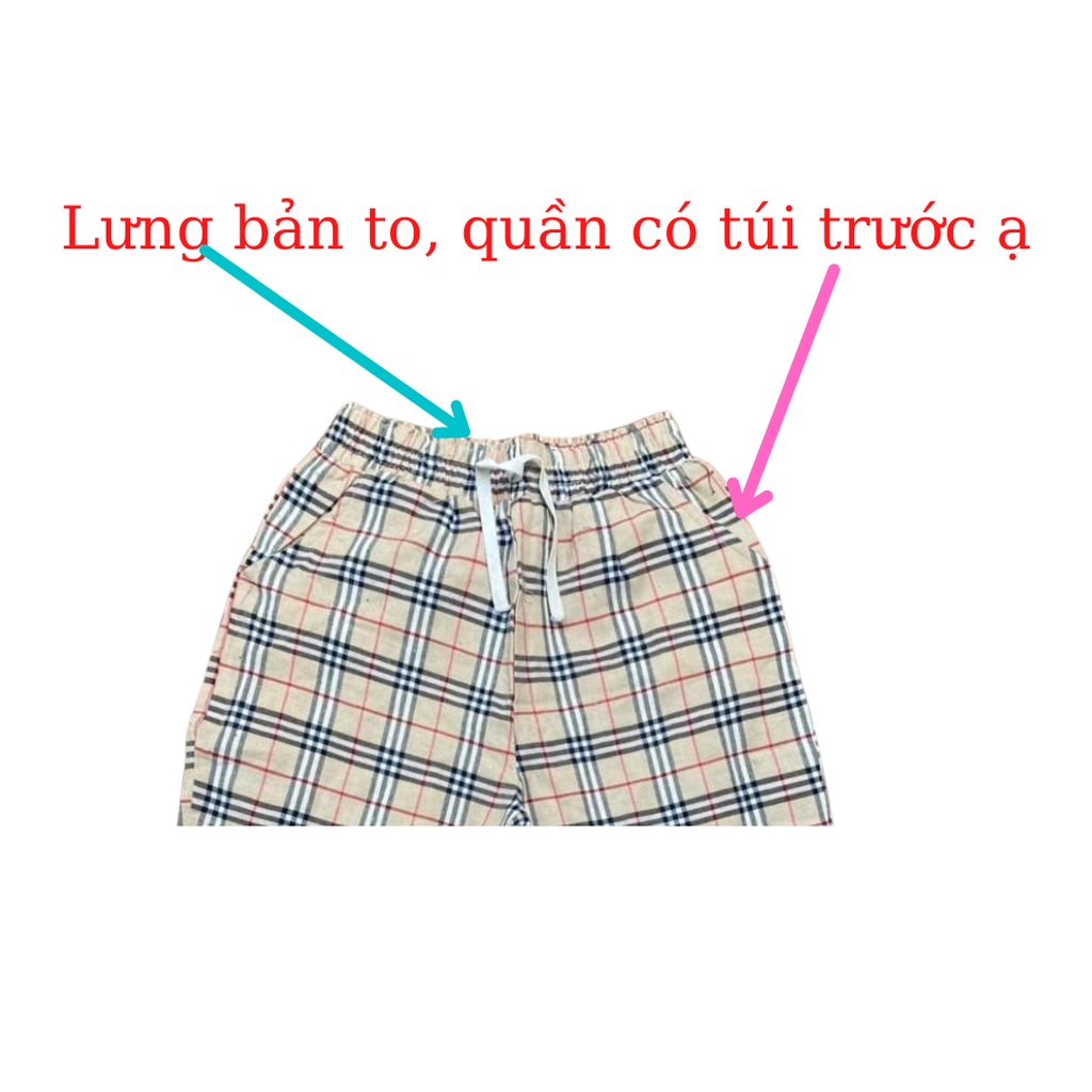 Quần lửng caro xinh xắn cho bé gái 25-40kg