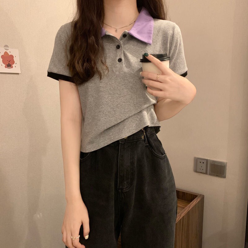 Áo Polo croptop dáng lửng cộc tay dễ thương A00114 | BigBuy360 - bigbuy360.vn