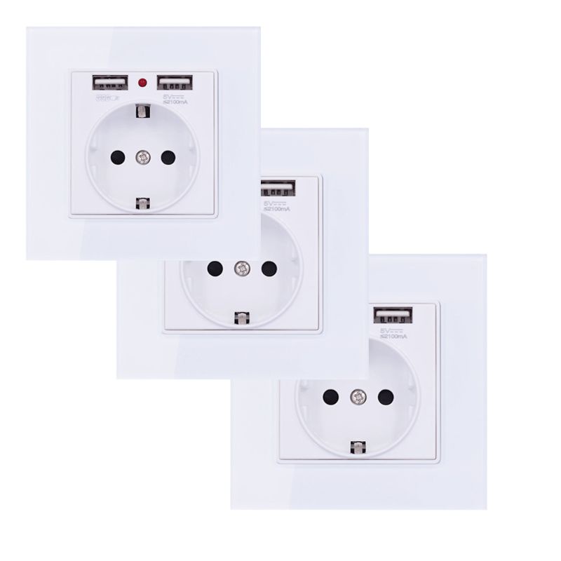 Ổ Cắm Điện 2 Cổng USB Phích EU Tiện Dụng Cho Gia Đình / Văn Phòng