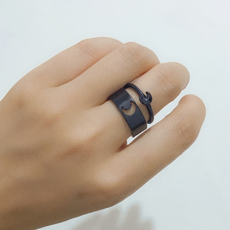 Nhẫn Hở Hình Mặt Trăng Phong Cách Vintage Có Thể Điều Chỉnh Kích Cỡ