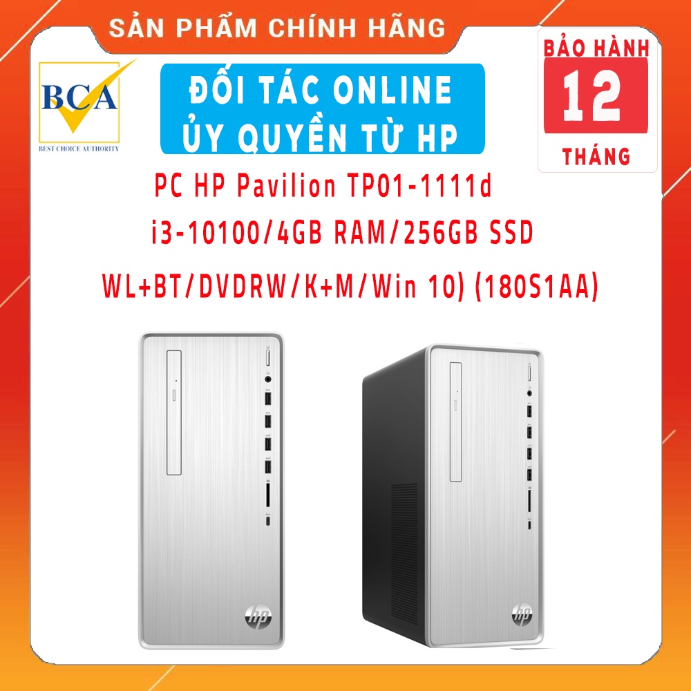 Máy tính đồng bộ PC HP Pavilion TP01-1111d (i3-10100/4GB RAM/256GB SSD/WL+BT/DVDRW/K+M/Win 10) (180S1AA)