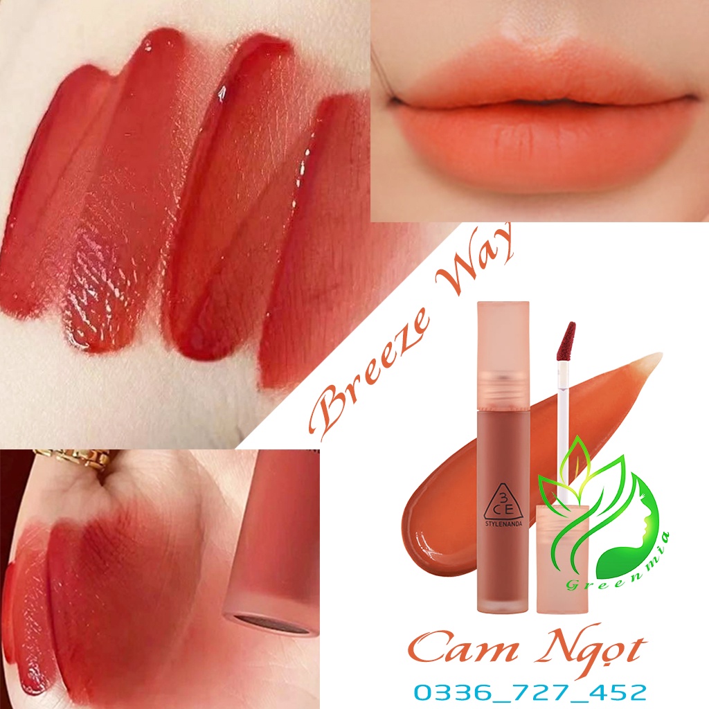 Son Kem Lì 3CE Breeze Way - Màu Cam Ngọt 4.6g Blur Water Tint