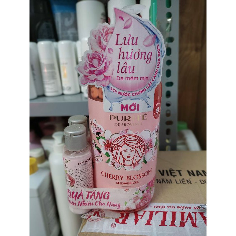 Sữa tắm Purite Provence Cherry Blossom850ml- tặng 2chai bé