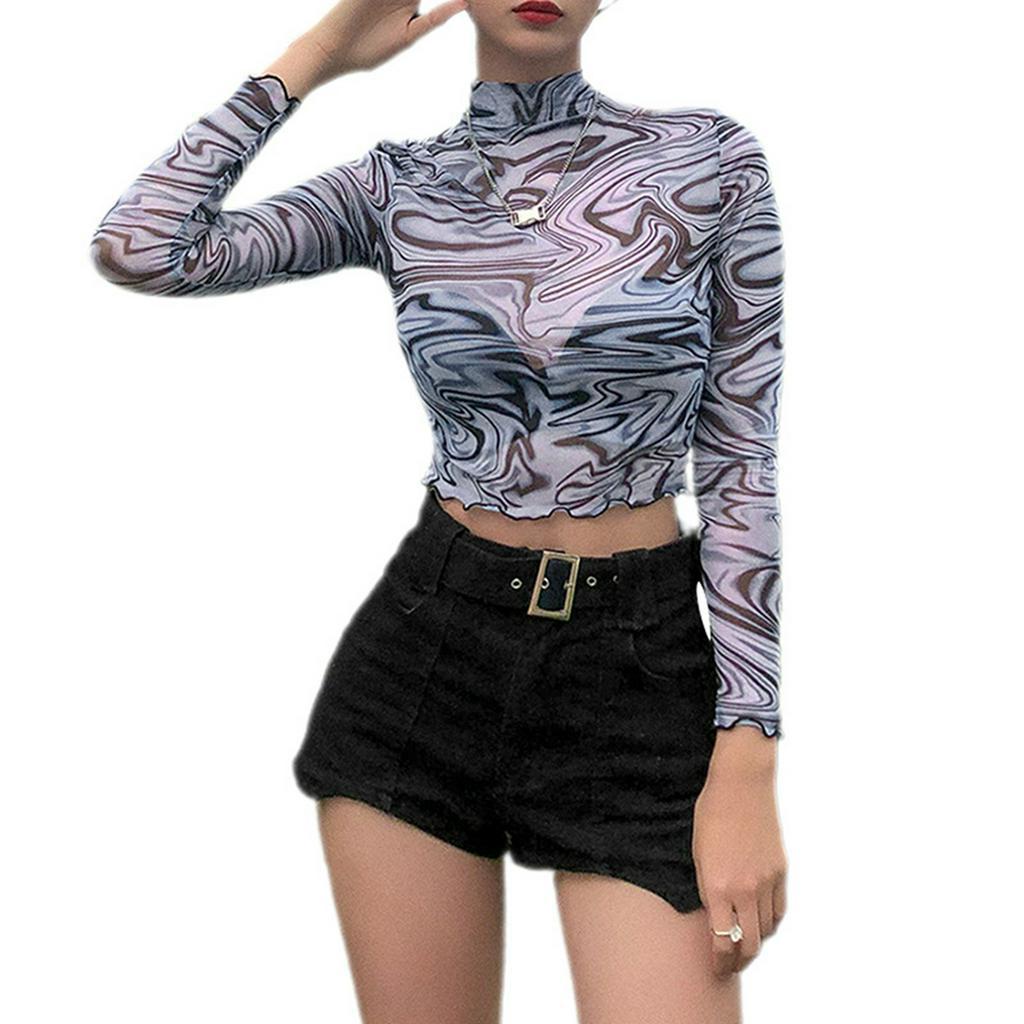 Áo Lửng Tay Dài Phối Lưới Thời Trang Dành Cho Nữ