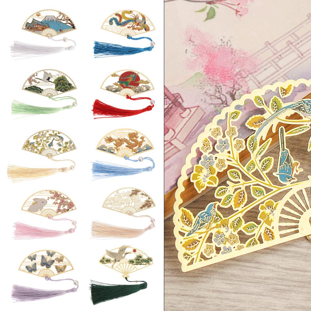 Kẹp Đánh Dấu Trang Sách Bằng Đồng Thau Đính Tua Rua Phong Cách Trung Hoa Cổ Điển