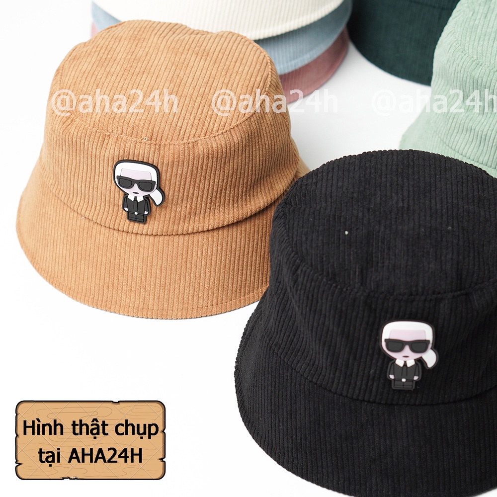 Mũ bucket thêu tem Thám Tử chất nhung tăm thời trang nón tai bèo vành unisex nam nữ AH1686