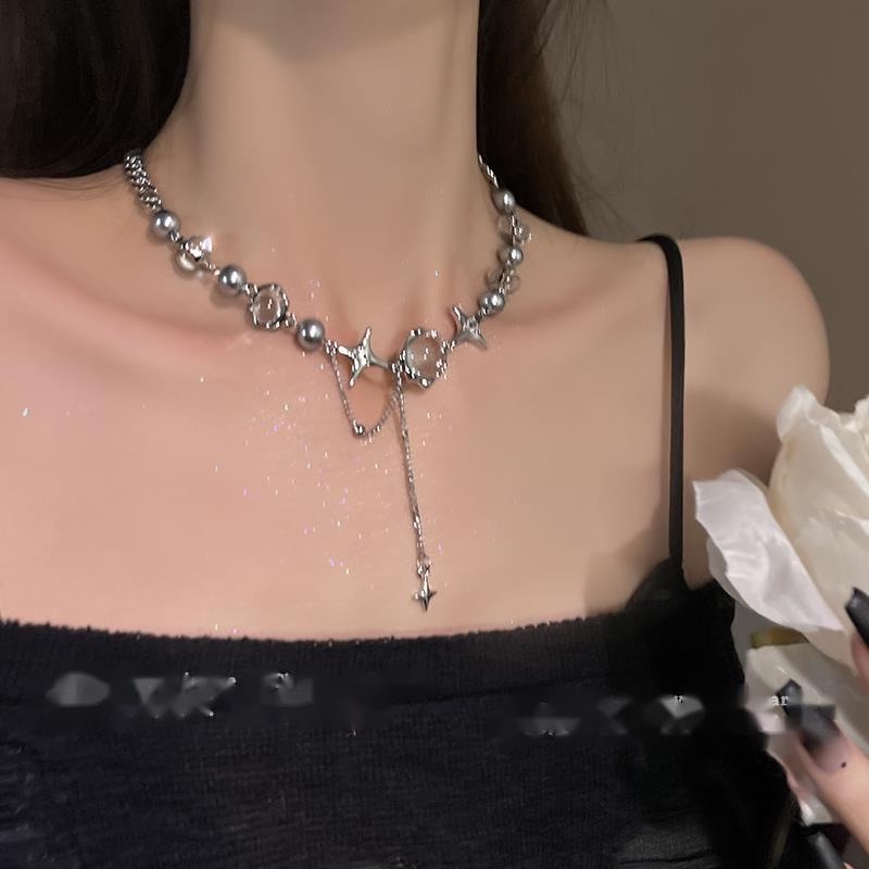 Vòng cổ Hình Mắt Mèo Đính Tua Rua Thời Trang Cao Cấp Phong Cách Hip Hop Hàn Quốc