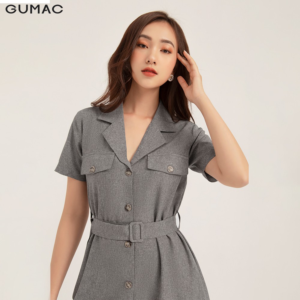 Đầm suông nữ GUMAC cổ vest trẻ trung, màu xám đủ size DB1171 | BigBuy360 - bigbuy360.vn