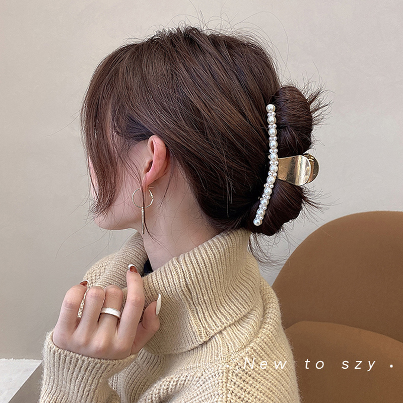 Kẹp tóc đính đá và ngọc trai giả phong cách thời trang Hàn Quốc chất lượng cao