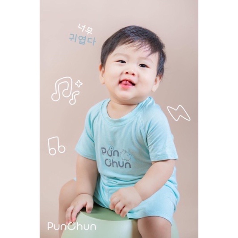 Bộ cộc tay Punchun phong cách Hàn cho bé trai bé gái