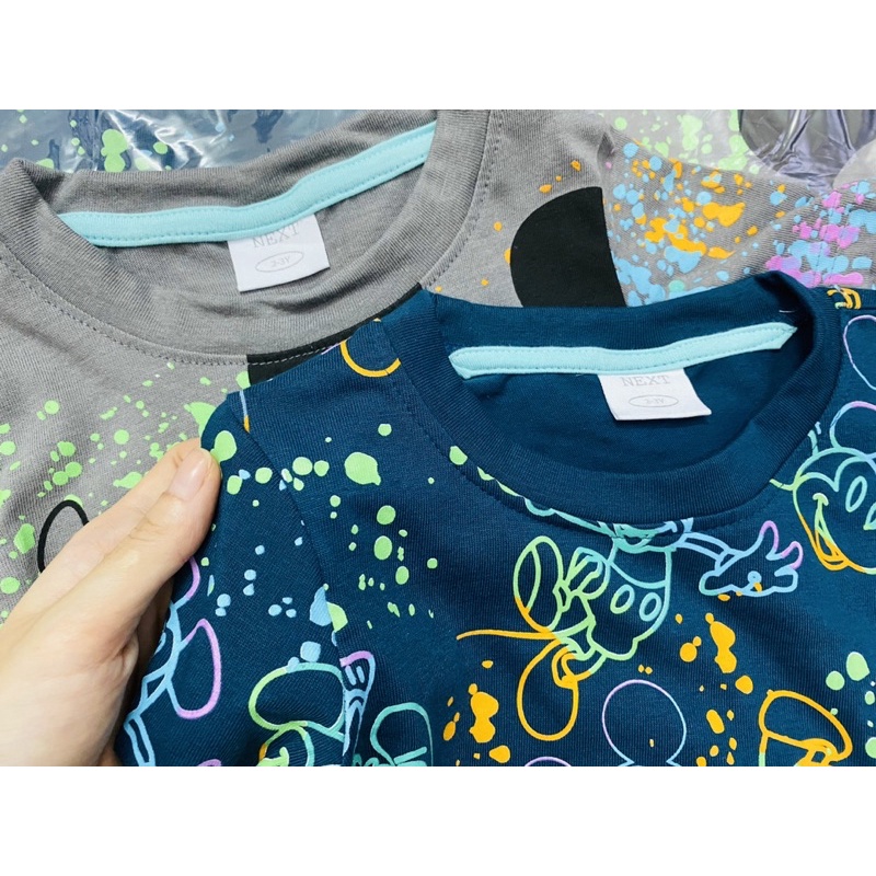 Set 2 bộ cộc tay Mickey cho bé trai màu ghi xanh size từ 10-24 cân