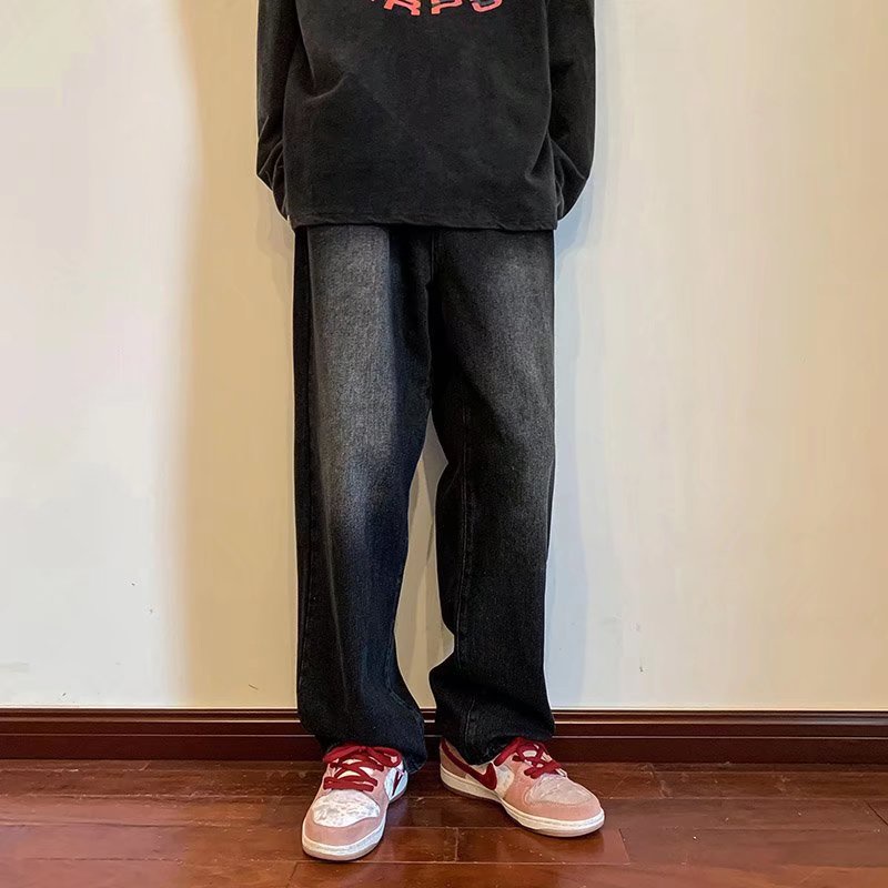 Sản phẩm mới mùa hè quần jean chân rộng thùng thẳng thời trang Nhật Bản Hàn Quốc cá tính rộng rãi đơn giản hàng ngày Unisex nam Jeans