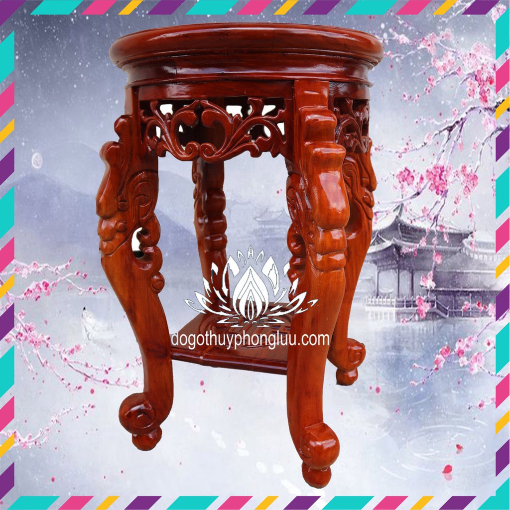 Đô n rồng gỗ hương, Kỷ chân rồng cao gỗ hương mặt 32cm cao 40,50,60