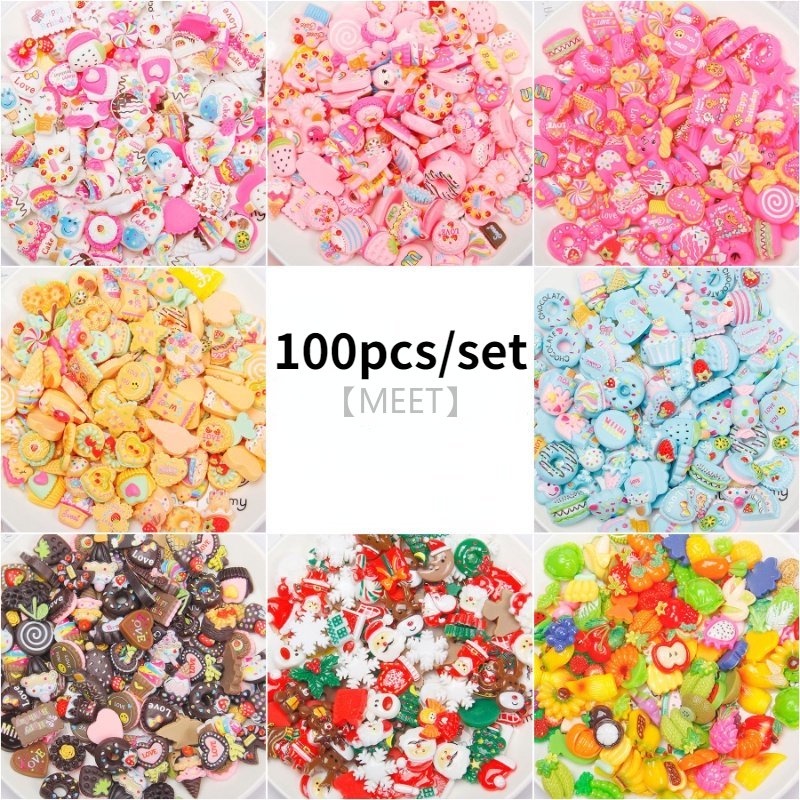 Set 100 Phụ Kiện Trang Trí Túi Bánh Hình Bánh Kem Hoạt Hình Dễ Thương