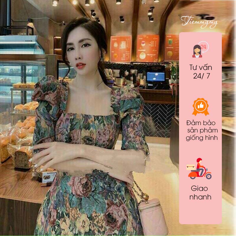 Đầm thổ cẩm cổ vuông (Đọc kỹ mô tả )