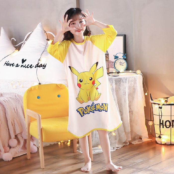 Đầm Ngủ Tay Dài In Hoạt Hình Dành Cho Bé Gái