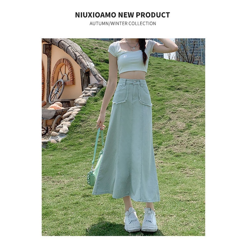 Chân váy jean Dài Lưng Cao Thời Trang Mùa Hè 2022 Dành Cho Nữ