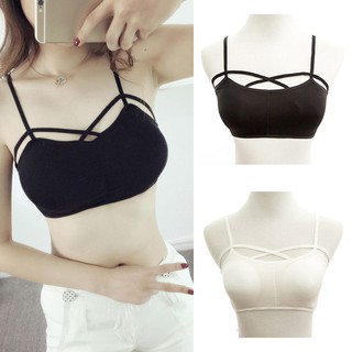 Áo Lót Không Gọng Phối Dây Chéo Phía Trước Quyến Rũ Cho Nữ