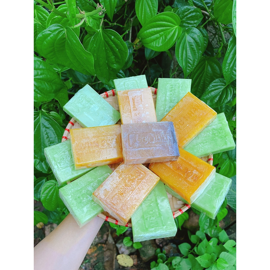 Xà bông nghệ, soap Ả Đào nghệ mật ong, mướp đắng tràm trà handmade làm sạch, giảm mụn thâm MỘC NHAN NATURAL 100g