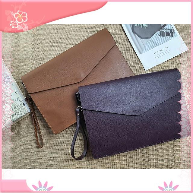 Clutch A4 Da Bò Safiano, Cặp Da Nam Cầm Tay Cao Cấp, Màu Đen, Nâu, Tím,