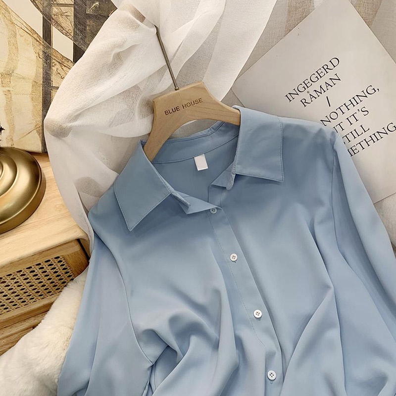 Áo sơ mi IELGY tay dài dáng rộng thời trang xinh xắn cho nữ