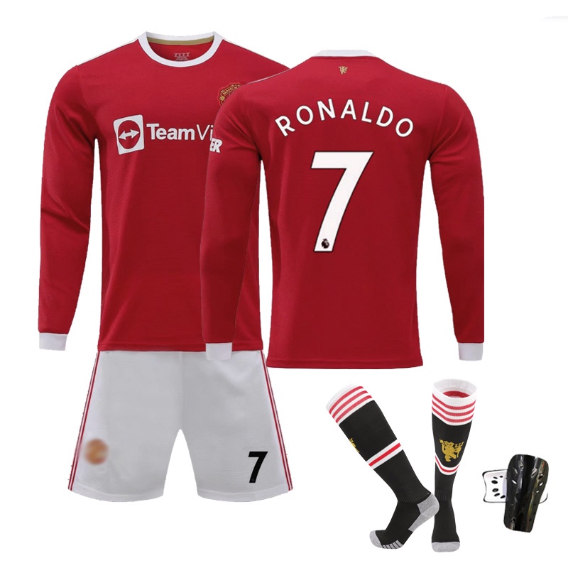Bộ Áo Đấu Ronaldo mẫu mới 2021- Áo bóng đá Manchester United - vải lưới Polyester cao cấp phom 43-90kgVải Trẻ em bóng đá bóng người lớn bóng đá đội bóng đá bóng phù hợp với quần áo bóng đá chuẩn đấu thi Gai khách PolyesterÁo Dài Tay 2122 Man Union Home No
