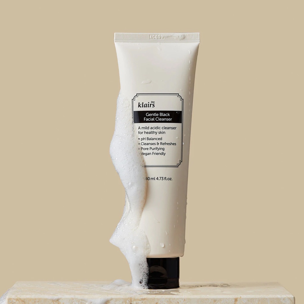Sữa Rửa Mặt Làm Sạch, Dưỡng Ẩm Dịu Nhẹ Klairs Gentle Black Facial Cleanser 140ml
