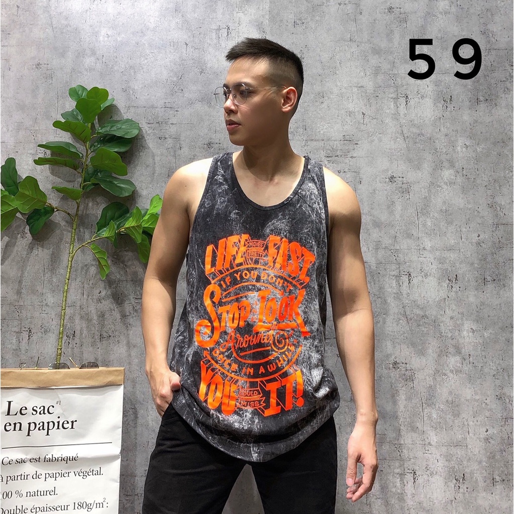 Áo sát nách gym ba lỗ tanktop layer dáng dài nam tập gym thể thao cotton SNTL 43