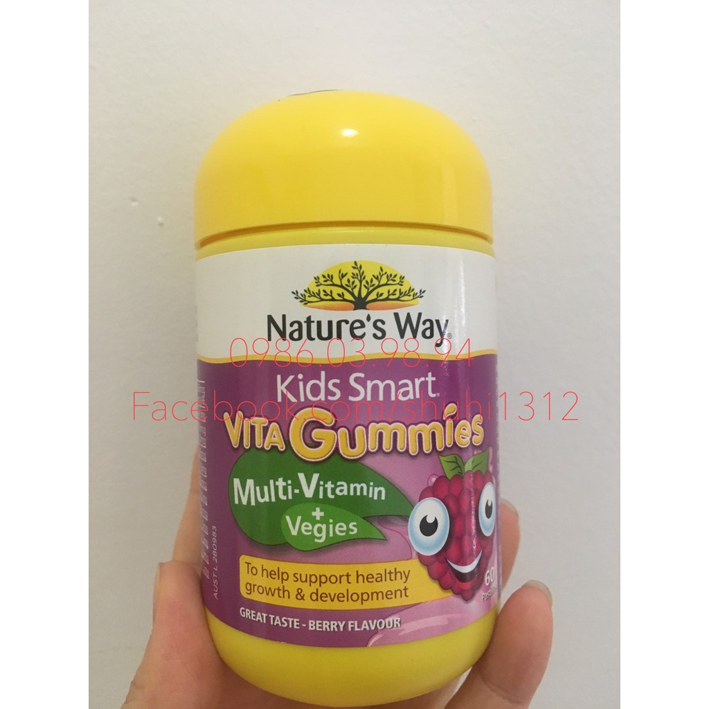 Kẹo Vita Gummies Multivitamin Và Vegies của Natures Way Bổ Sung Vitamin Tổng Hợp Và Rau Củ Quả