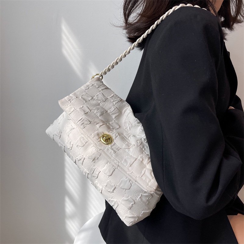 Túi Đeo JASMIN NOIR Chéo Nắp Gập Phối Dây Xích Chất Liệu Polyester Thời Trang Cho Nữ