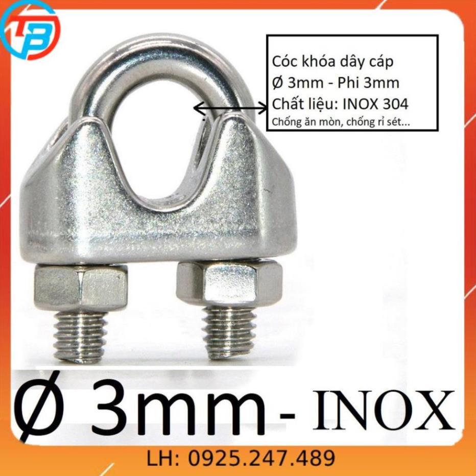 Cóc khóa cáp Phi [ 3mm ] INOX CÁP THÉP Thái Bình VinàN